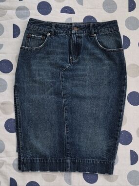 Moda International Vintage Dark Blue Denim Pencil Skirt Size 6